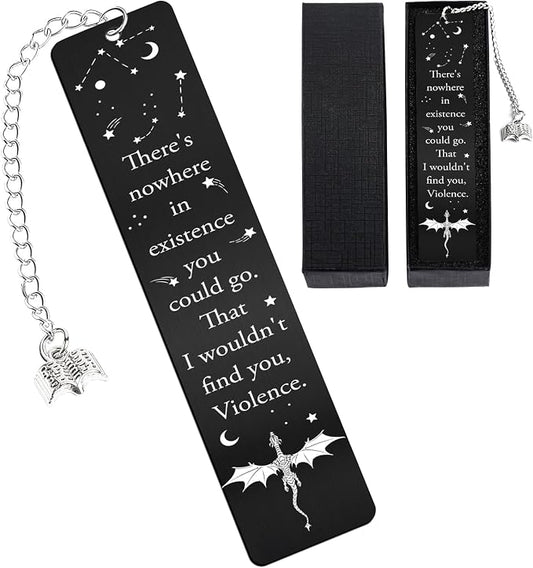 Cool Fourth Wing Bookmark - Gift for Fantasy Book Lovers Dragon Metal Bookmarks for Men Novel Fans Bookworm Black Page Markers Boys Kids Readers Teachers Students Birthday School Office