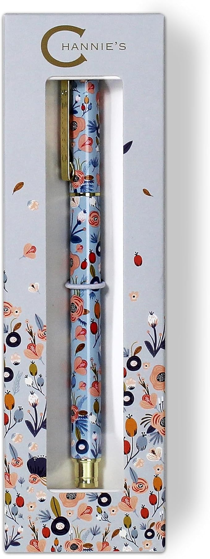 Channie's Beautiful Floral Rollerball Pen - Smooth Writing & Perfect for Home Office, Pen for Handwriting, Great Gift Idea for Teachers, Graduation Coworkers - Light Blue
