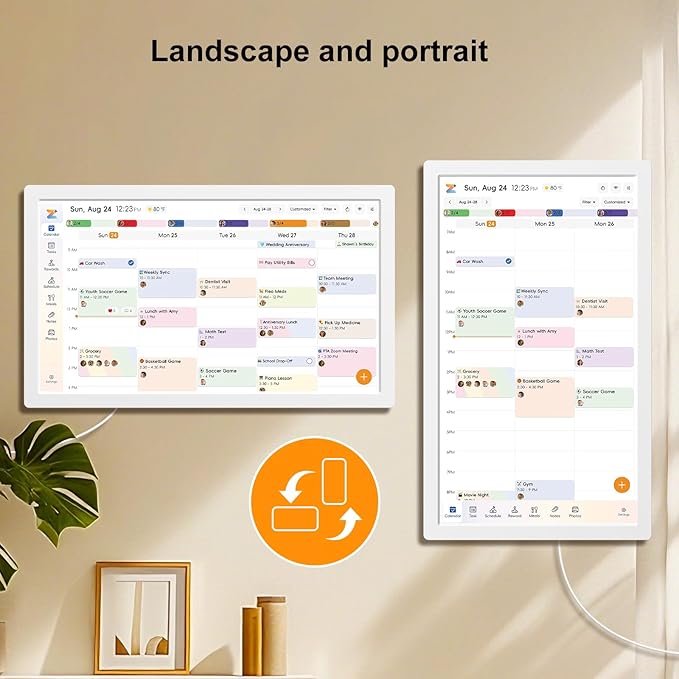 JSUSOU 32 Inch Smart Digital Calendar - Free APP & Large Touchscreen, Electronic Calendar Family Organizer with Interactive Chore Chart, Meal Planner, Wall Mountable for Seamless, White