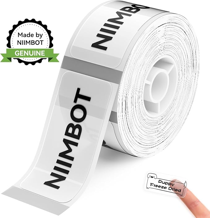 NIIMBOT D110 Label Maker Tape, 14x30mm (0.55"x1.18") 210Label/Roll, Waterproof Label for Home Office Oragnization (Clear)