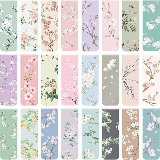 Hooqict 48 Pcs Bookmarks, Magnetic Bookmarks for Women, 24 Styles Floral Book Markers Magnet Book Marks Page Clips for Teachers Students Reading Book Lovers Gifts