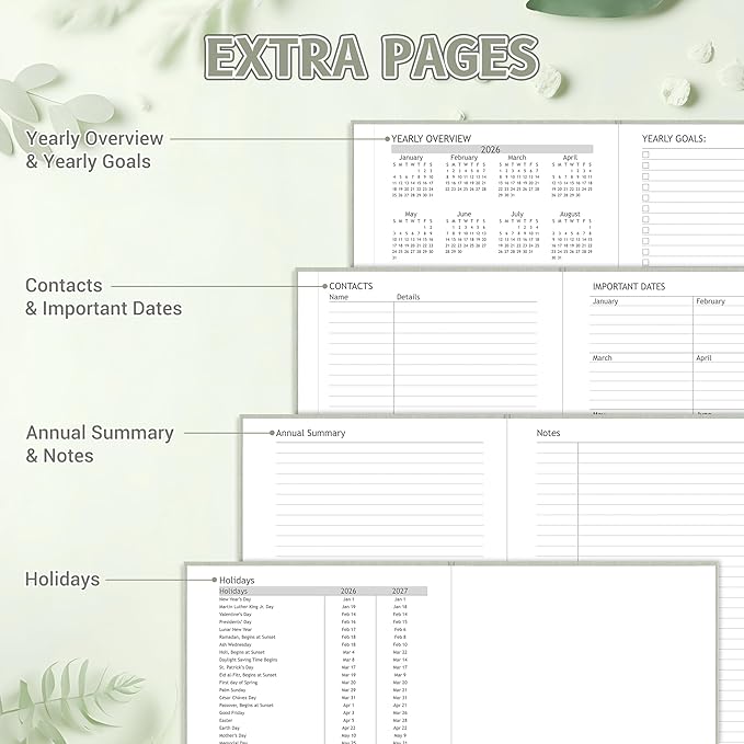 2026-2027 Planner, Weekly and Monthly Calendar Planner from July 2026 - June 2027, 6"×8.5" Linen Hardcover Agenda Book with Tabs, Pen Holder, Inner Pocket for Office School, Sage Green