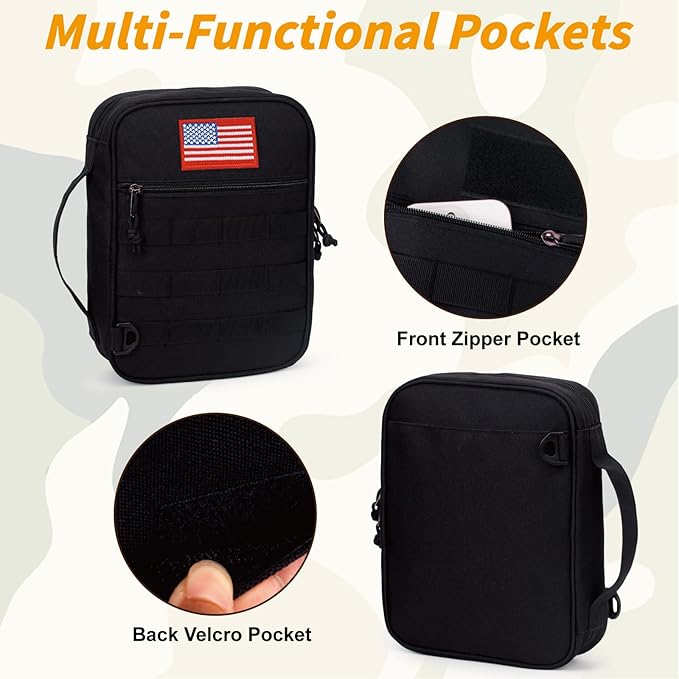 ATRIPACK Tactical Bible Cover For Men,Large Bible Case With Shoulder Strap,Water-Resistant Book cover With Handle,Multi-Functional Carrying Bible Holder Bag For Church,Study,Spiritual