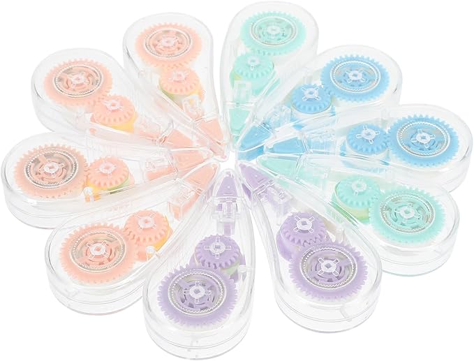 Beavorty Correction Tape Set 10pcs Mini Colorful Adhesive Correction Tapes Large Capacity Practical Stationery for Students School Office Writing Supplies