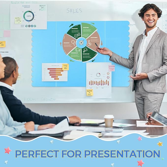 Mooliwe 4 Pack 21" x 14" Trifold Poster Board Tri Fold Poster Boards Foldable Corrugated Business Presentation Display Paper Boards for Science Fair Events, School Projects, Exhibitions(Blue Tones)