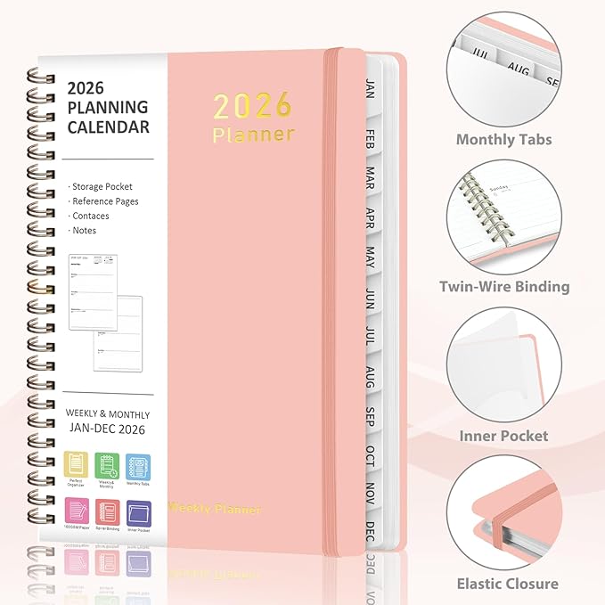 2026 Planner, Weekly and Monthly Calendar Academic Planner, Jan 2026 - Dec 2026, Planning Agenda Book for Desk Accessories and School Supplies - Letter Size(8.5'' x 11'')