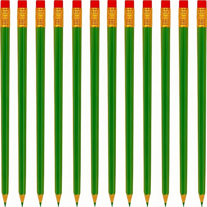 36 Pcs Erasable Checking Pencils, Pre-Sharpened, for Marking, Coloring, Tests, Grading, Office, (Green)