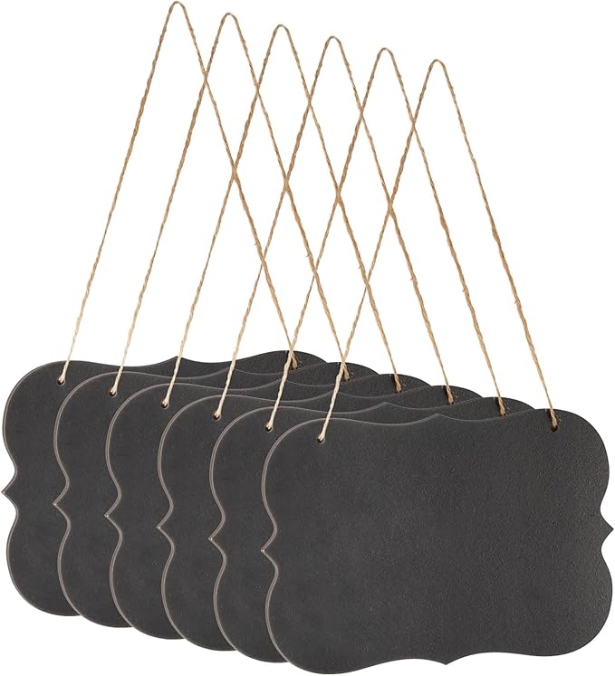 uxcell 6Pcs Hanging Chalkboard Signs, 7.1 x 4.7 Inch Wood Double Sided Small Chalk Board Erasable Message Blackboard for Cafe Home Office Special Event Decoration