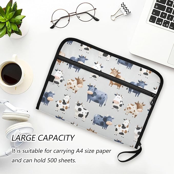 Cute Cows Accordion File Organizer Expanding Document Folder with 13 Pockets Portable File Folder for A4 Letter Size