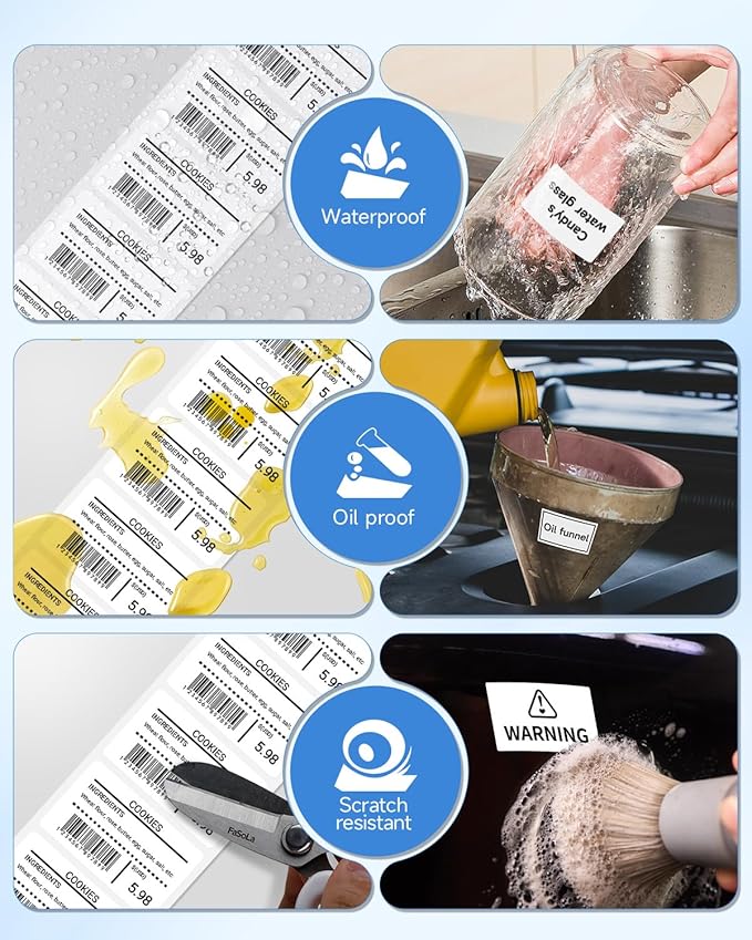M110 Thermal Labels 1.18"X1.18" (30X30MM), Compatible with Label Maker Machine M100/ M110/ N20/ M220/ M221/M421/241BT/243BT, Multi-Purpose Adhesive Thermal Labels, Black on White, 200 Labels/Roll