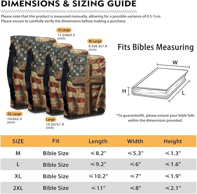 Retro American Flag Print Bible Cover Case for Women Carrying Book Case Church Bag for Biblical Carrying Book Case for Bible Accessories-Size：2XL