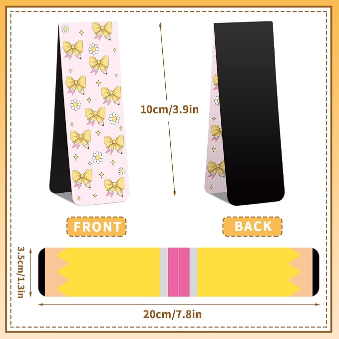 12 Pcs Large Teacher Magnetic Bookmarks 3.9", End of Year Teacher Gifts Back to School Supply Jumbo Magnet Bookmark Pencil Book Marker Page Clip for School Office Home Reading Favor(Cute)