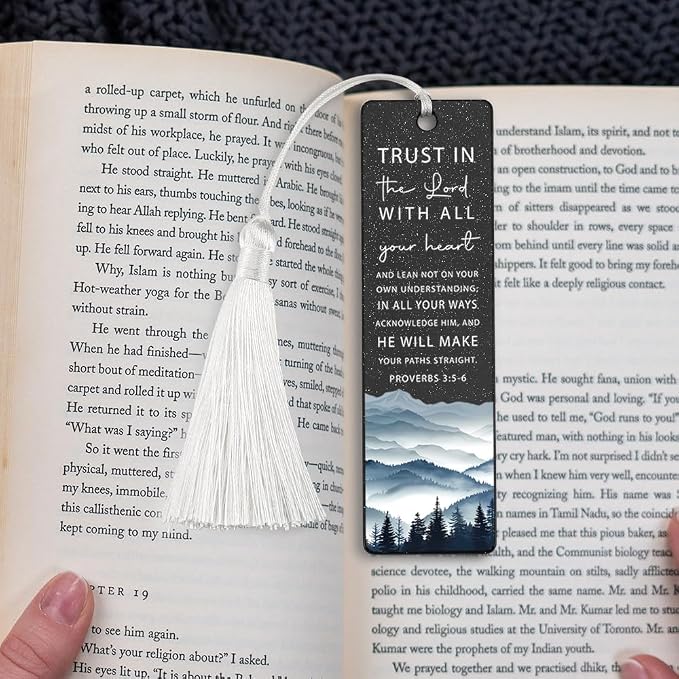 Christian Trust - Inspiring Bookmark, Inspirational Gift for Believers, Uplifting Present for Spiritual Readers, Faith - Based Reading Gift, Unique Mountain & Scripture Design Bookmark, WCB51