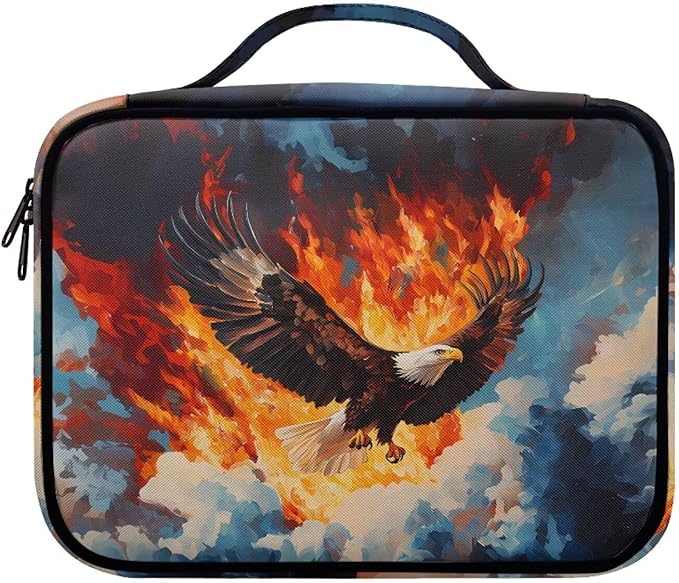 Fire Cloud Eagle Pattern Bible Covers for Men Women Bible Tote Bag Bible Carrying Case Bible Book Protective Bag with Handle and Zippered Pocket