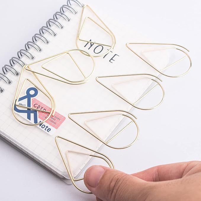 70 Pieces Gold Cute Paper Clips Large, VENCINK Smooth Stainless Steel Drop-Shaped Wire Paperclips for Office Supplies Wedding Women Girls Kids Students Paper Work