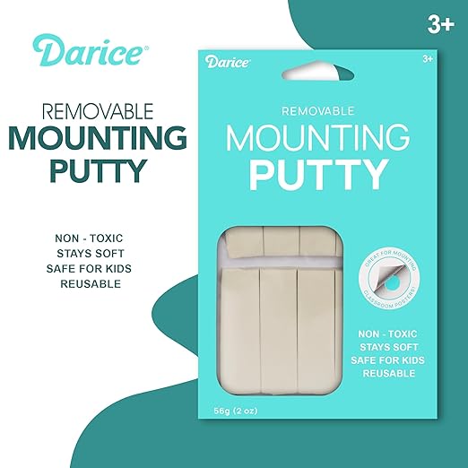 Darice Mounting Putty 4-Pack - Removable Non-Toxic Sticky Tack Poster Putty 2oz x 4 - Reusable Sticky Wall Adhesive - Versatile Application Paper, Wood, Metal, Plastic and More