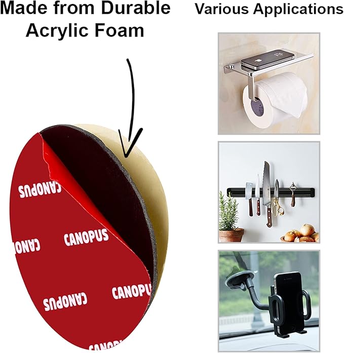 CANOPUS Circle Double Sided Adhesive Pads, Mounting Foam Tape, 5952 Roll, 8-PCs 2 in Diameter Circle Pack, with Box Cutter (1PC) and Razor Replacement (2PCs)