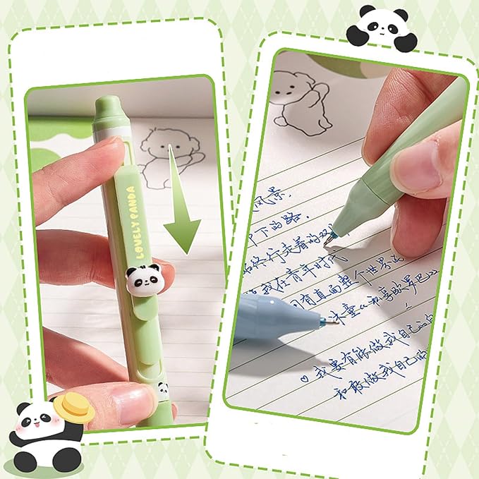 MOZXIRZ 4 Pcs Erasable Gel Pens Cute Retractable Pens Cartoon Animal Erasable Pen 0.5mm Black Ink Kawaii Writing Pen for Women Office School Supplies (Animal-Black Ink)