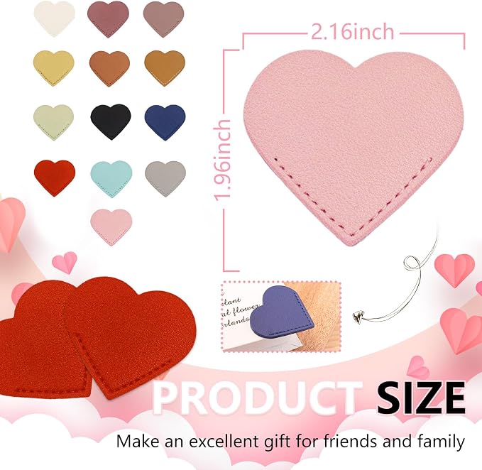 26Pcs Leather Heart Bookmarks,Cute Corner Clips for Women Readers,Creative Gifts for Book Lovers/Teachers/Students-Office & Home Supplies