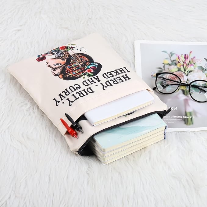 KEYCHIN Reading Lover Book Sleeve Book Club Librarian Gifts Nerdy Dirty Inked and Curvy Book Cover Book Lover Gifts Book Covers for Paperback (Nerdy Dirty BS)