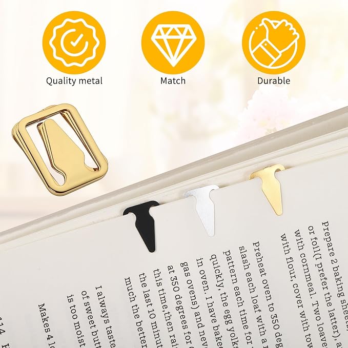 150Pcs Book Darts Bookmarks Metal Page Clips Book Darts for Reading Portable Books Markers for Reading Teachers Students Books Lovers School Work Stainless Steel (Silver, Gold, Black)