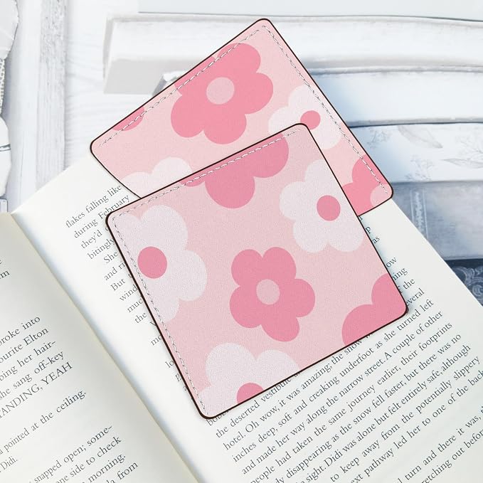 2 Pack Flower Leather Book Corner Bookmark, Durable Handmade Reading Accessories - Gifts for Readers, Women, Men, Teachers, Students 6