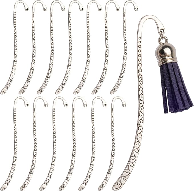 Framendino, 20 Pieces Alloy Bookmark Retro Silver Metal Carving Hook with Tibetan DIY for Teacher Reading Enthusiasts