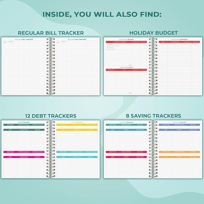 Clever Fox Budget Planner & Monthly Bill Organizer With Pockets. Expense Tracker, Budgeting Journal & Financial Book. Large, 8x9.5" (Turquoise)