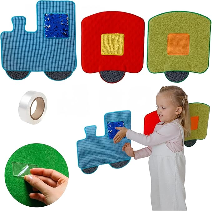 Sensory Wall Panel for Kids Ages 3+ - Train Tactile Texture Board for Fine Motor Skills & Calm Down Corners - Screen-Free Sensory Wall Toy for Home, Classroom & Autism Support
