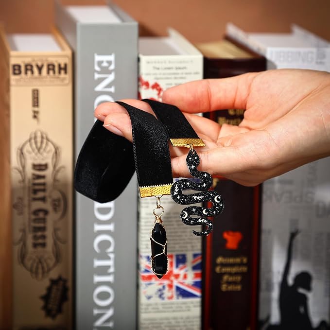 Vintage Wicked Bookmark,Snake Pendant Witchy Ribbon Bookmarks for Reading Women, Men, Book Lovers, Girls, Teens, Teachers and Students, Handmade Witch Book Mark