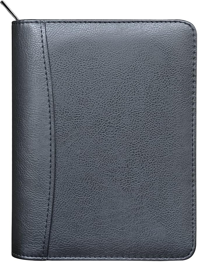 Fan&Ran Zipper Planner Organizer, Simulated Leather Undated Starter Set, A6/Personal Size, Black
