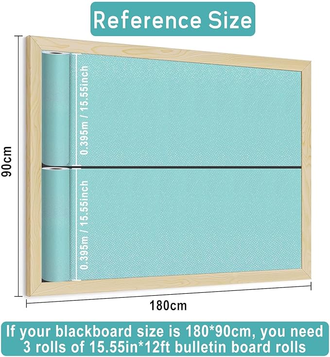 Calming Blue Bulletin Board Roll Reusable Waterproof Erasable Bulletin Board Fade Resistant Wrinkle Resistant Poster Non-Woven Fabric Bulletin Board Roll for Classroom Decor Wrap Craft 15.55" x12ft