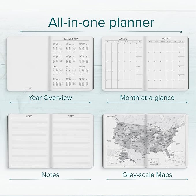 Harbor Large Weekly Monthly Planner 2027, Calendar Planner & Notebook - Durable Faux Leather, 192 Pages, Softcover & Book Bound - - Key West Sundance - 9.75x7.5"