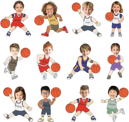 OBUSATT 60 Pcs Basketball Player Theme Cutouts Basketball Bulletin Board Decorations Sports Paper Cut-Outs Classroom Decor for Boy Girl Classroom DIY Craft Photo Preschool Wall Supplies Basketballs