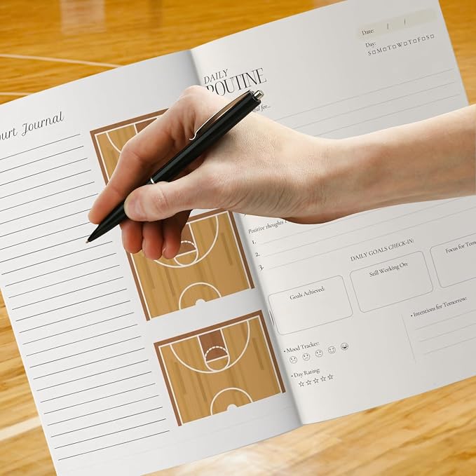 Basketball Coaching Notebook 8.5 x 11, 130 Pages - Practice Planner, Playbook Journal, Full & Half Court Diagrams, Coaching Notes, Calendar Pages, Training Templates for Youth, High School & College Coaches