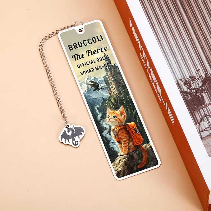 Onyx Storm Merch, Dark Romance Merch, Romance Fantasy Bookmark Gifts for Bookish, Book Lover, Nerd, Reader, Bookworm, Dragon Rider Gifts for Men Women, Cute Broccoli Cat Bookmark, Book Club Gift