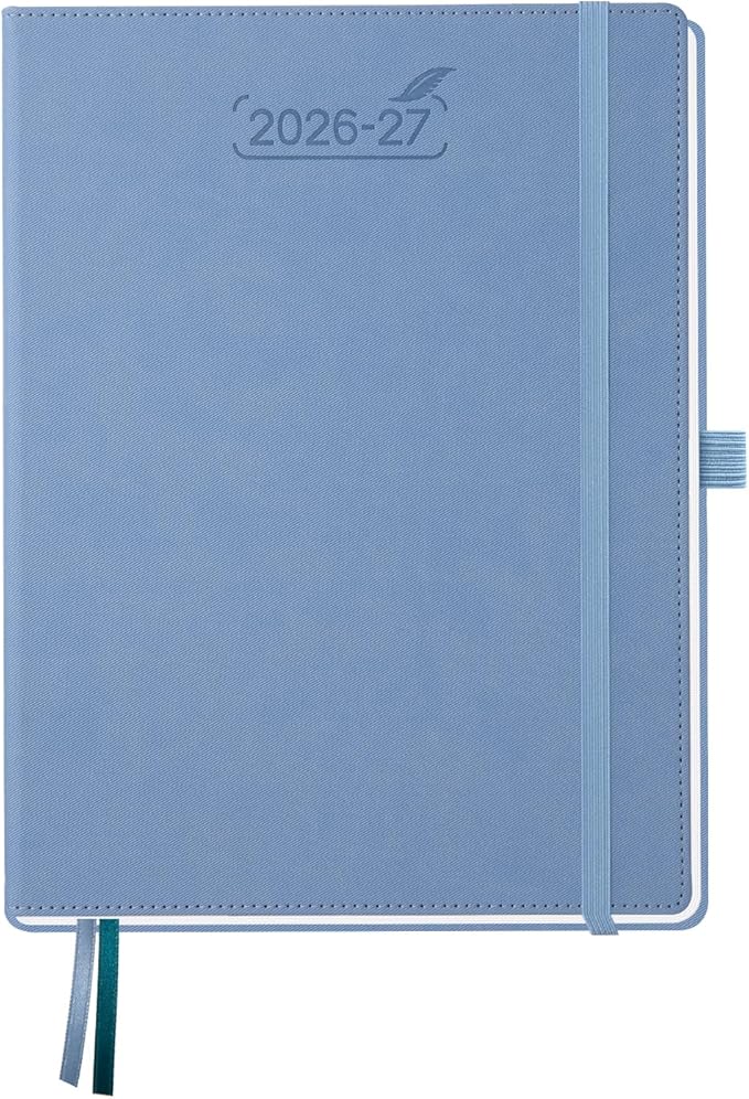 BEZEND Weekly Planner 2026-2027 (8.5" x 11") Horizontal Layout Notebook (Jul 26-Dec 27) 18 Months Academic Calendar & Monthly Tabs, Ideal for Students, Work & Home, PU Leather Hardcover -Blue
