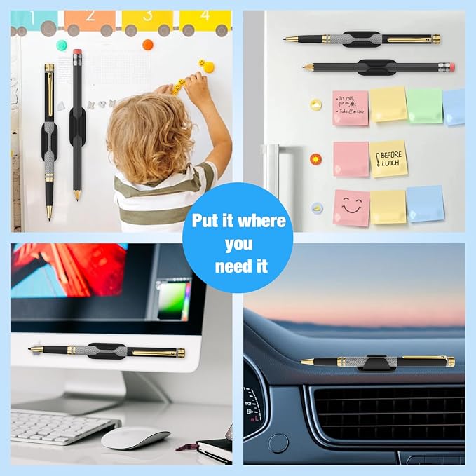 Adhesive Pencil Holders for Desk Silicone Pen Holder Organizer for Desk Accessories,Teacher Supplies for Classroom, Office, School Accessories,Notebook, WallS or Clipboards（10PCS,Black）