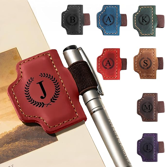 MOTEERLLU Custom Magnetic Bookmarks for Women Men, Leather Book Marker Gifts for Book Lovers, Readers, Teachers, Mom, Personalized Initial Bookmark Holder Page Marker for Reading