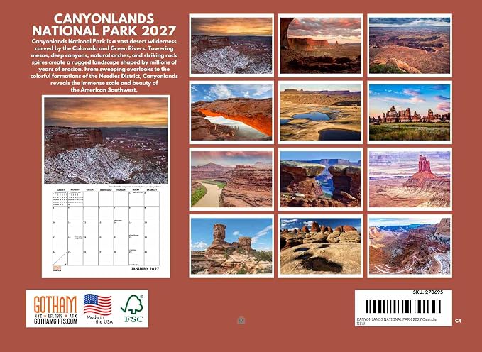 Canyonlands National Park Calendar 2027 Monthly Wall Calender 12 Month