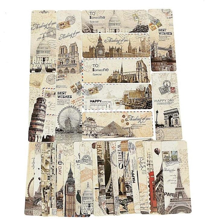 30 Piece Set Vintage European Scenes Retro Old Travel Postcard Bookmarks,Note Pads,Memo Pads Bookmarks Book Covers and Book Accessories