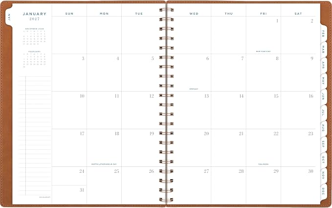 AT-A-GLANCE 2027 Planner, Weekly & Monthly, 13-Month Jan-Jan, 8.5" x 11", Signature, Distressed Brown (YP9050927)