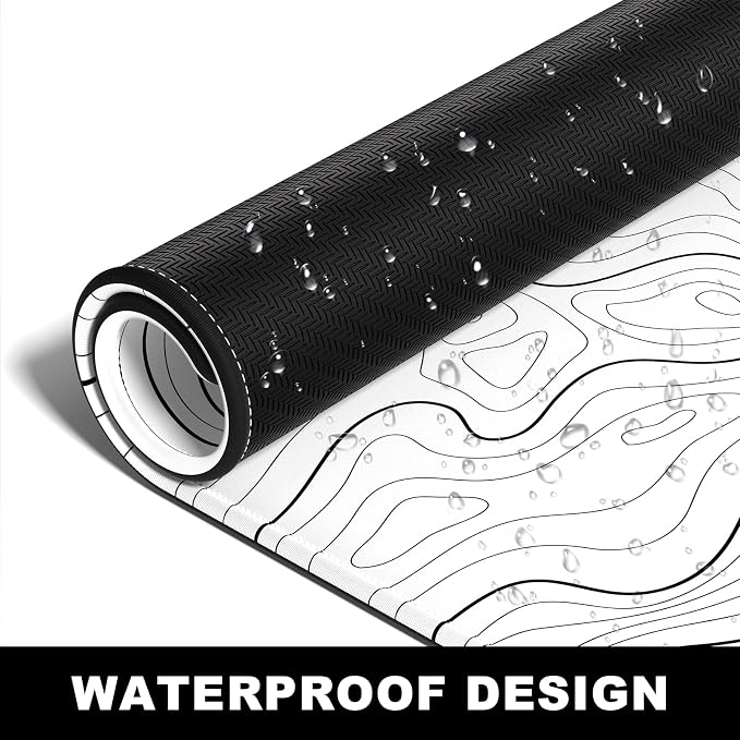 BOSOBO Large Mouse Pad, Desk Pad, XXL XL Extended Gaming Mouse Pad, Desk Mat for Office & Home, Long Keyboard Mat, Desktop Full Cover 31.5" x 11.8", Minimalist Topographic Map White