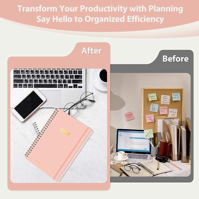2026 Planner, Weekly and Monthly Calendar Planning Agenda, Jan 2026 - Dec 2026, Academic Planner Book, Desk Accessories and Office Supplies for women & men - A5 (6.3'' x 8.5'')