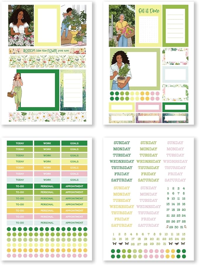 in Bloom Planning Kit Bundle – Spring Monthly Planner Kit with Functional & Decorative Pages, Vellum, Scrapbooking Papers, PET Tape 3.0 & Pen for Creative Planning & Journaling
