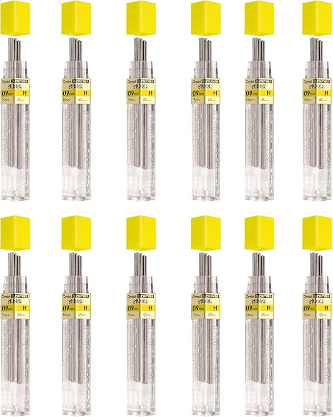 Pentel Super Hi-Polymer Lead Refill, 0.9mm Thick, H, 180 Pieces of Lead (50-9-H)