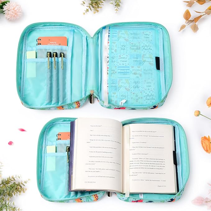 G-LEAF Bible Cover Case/Book Cover Floral Pattern with Handle Fits for Standard Size Bible, 9 x 6.3 x 2.4 in
