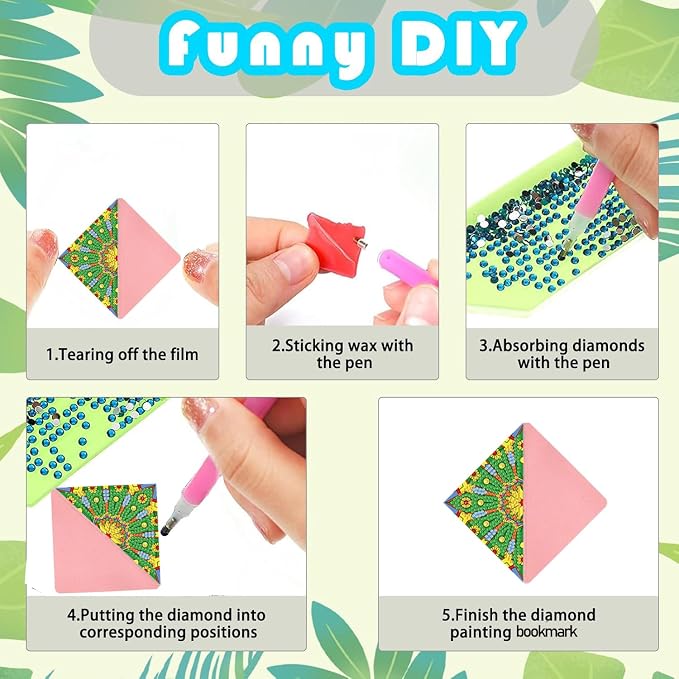 8PCS Diamond Art Bookmarks for Adults DIY Corner Mandala Diamond Painting Bookmarks for Book Lovers Beginners DIY Crafts, Christmas New Year Graduation Birthday Gift