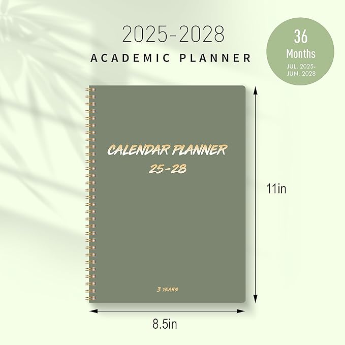 Monthly Planner 2025-2028, 2025 Calendar 36 Months Planner With Monthly Tabs, July 2025- June 2028, 8.5" x 11", 3 Years Academic Calendar Hard Cardboard Cover with Spiral Bound, Perfect for School & Office for Women & Men