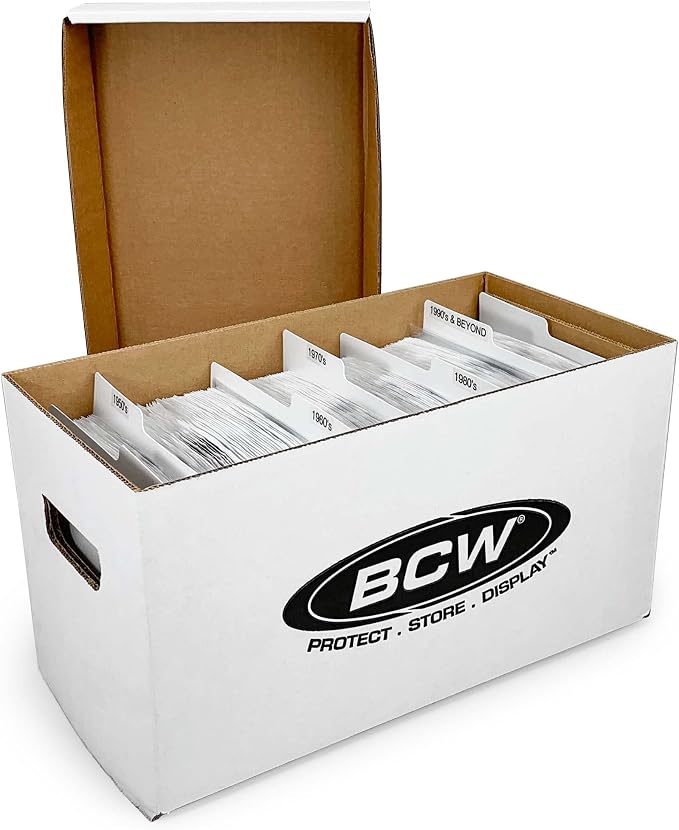 BCW Durable 45 RPM Vinyl Record Storage Box - 1 Pack | Stackable, Heavy-Duty Cardboard | White Corrugated Cardboard, Ideal for DJs, Show Vendors, Record Collectors | Holds 150+ 7-Inch Singles